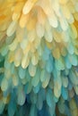 Beautiful green and teal blue feathers background. Closeup colorful fluffy feather. Royalty Free Stock Photo