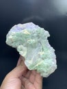 Beautiful green tourmaline elbaite bluster with lepidolite and quartz mineral specimen from Afghanistan