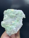 Beautiful green tourmaline elbaite bluster with lepidolite and quartz mineral specimen from Afghanistan