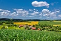 Beautiful green village scenery landscape in spring time III Royalty Free Stock Photo