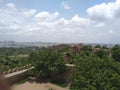 Beautiful greenery and white clouds behind the view