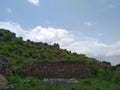 Beautiful greenery with white clouds in Golconda fort