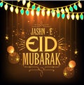 Beautiful greeting card for Eid Mubarak celebration. Royalty Free Stock Photo