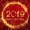 Square holiday web banner Happy New Year 2019 Royalty Free Stock Photo