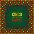 Beautiful greeting card, invitation for Cinco de Mayo festival. Design concept for Mexican fiesta holiday with ornate border frame Royalty Free Stock Photo