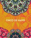 Beautiful greeting card, invitation for Cinco de Mayo festival. Design concept for Mexican fiesta holiday with ornate mandala. Royalty Free Stock Photo