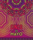 Beautiful greeting card, invitation for Cinco de Mayo festival. Design concept for Mexican fiesta holiday with ornate mandala. Royalty Free Stock Photo