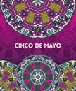 Beautiful greeting card, invitation for Cinco de Mayo festival. Design concept for Mexican fiesta holiday with ornate mandala. Royalty Free Stock Photo