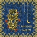 Beautiful greeting card for muslim community festival Ramadan Kareem.