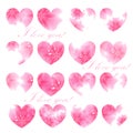 Beautiful greeting card. Pink flowered hearts. Vector illustration