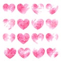 Beautiful greeting card. Pink flowered hearts. Vector illustration