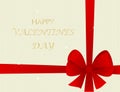 Beautiful greeting card with a red bow. Happy Valentine`s Day.