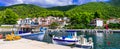 Beautiful gren Skopelos island- traditional fishing village Neo Klima. Northen Sporades of Grece