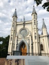 Beautiful grey Gothic chapel in the Park