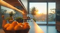 Beautiful Grey Modern Kitchen in a Luxury Apartment with Stainless Steel Appliances.Generative AI Royalty Free Stock Photo