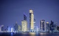 Beautiful view of Abu Dhabi Cityscape during golden hour, taken from Marina breakwater Royalty Free Stock Photo