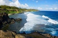 Beautiful Gris-Gris beach with blue sky and Indian ocean waves at Mauritius island.