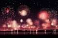 a beautiful group of fireworks float into the night Royalty Free Stock Photo