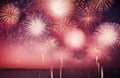 a beautiful group of fireworks float into the night Royalty Free Stock Photo