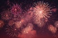 a beautiful group of fireworks float into the night Royalty Free Stock Photo