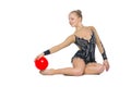 Beautiful gymnast girl with red ball Royalty Free Stock Photo