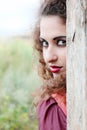 Beautiful gypsy girl in red dress Royalty Free Stock Photo