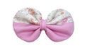 Beautiful hair bow made out of cotton fabric with white background