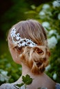 Beautiful hair on her head blonde, clip lace handmade