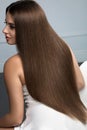 Beautiful Hair. Woman Model With Glossy Straight Long Hair Royalty Free Stock Photo