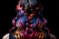 Beautiful hairstyle of woman after dyeing hair. Generative AI.