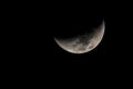 Beautiful half moon on black background.