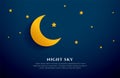 beautiful half moon and starry night sky background design Royalty Free Stock Photo