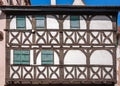 Beautiful half-timbered houses with red tiled roofs in Selestat