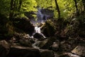 Beautiful Halit waterfall in the forest. Shemakha. Azerbaijan