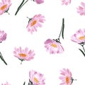 Beautiful hand brushed watercolor ,Hand painting pink blooming garden flower Seamless pattern in vector design for fashion,fabric