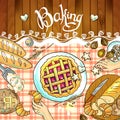 Beautiful hand-draw illustration baking