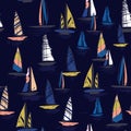 Beautiful Hand drawing colorful wind surf seamless pattern Royalty Free Stock Photo