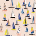 Beautiful Hand drawing colorful wind surf seamless pattern in vector.