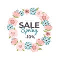 Beautiful hand-drawn banner for Spring Sale. Vector illustration.