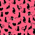 Cute hand drawn cats art design seamless pattern vector for prints on paper, fabric or objects