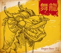 Beautiful Hand Drawn Chinese Dragon for Traditional Dance, Vector Illustration