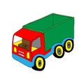 Beautiful hand-drawn colored vector illustration of red and green toy truck isolated on a white background for children Royalty Free Stock Photo