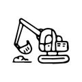 Beautiful hand drawn fashion excavator icon. Hand drawn black sketch. Sign / symbol / doodle. Isolated on white background. Flat Royalty Free Stock Photo