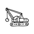 Beautiful hand drawn fashion excavator icon. Hand drawn black sketch. Sign / symbol / doodle. Isolated on white background. Flat Royalty Free Stock Photo