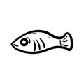 Beautiful hand drawn fashion fish icon. Hand drawn black sketch. Sign / symbol / doodle. Isolated on white background. Flat design Royalty Free Stock Photo