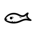 Beautiful hand drawn fashion fish icon. Hand drawn black sketch. Sign / symbol / doodle. Isolated on white background. Flat design Royalty Free Stock Photo