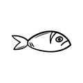 Beautiful hand drawn fashion fish icon. Hand drawn black sketch. Royalty Free Stock Photo