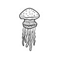 Beautiful hand drawn fashion jellyfish icon. Hand drawn black sk Royalty Free Stock Photo