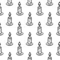 Beautiful hand drawn fashion seamless pattern candle icon. Hand drawn black sketch. Sign / symbol / doodle. Isolated on white Royalty Free Stock Photo