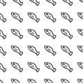 Beautiful hand drawn fashion seamless pattern fish icon. Hand drawn black sketch. Sign / symbol / doodle. Isolated on white Royalty Free Stock Photo